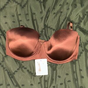 Satin Underwire Bra in Brown